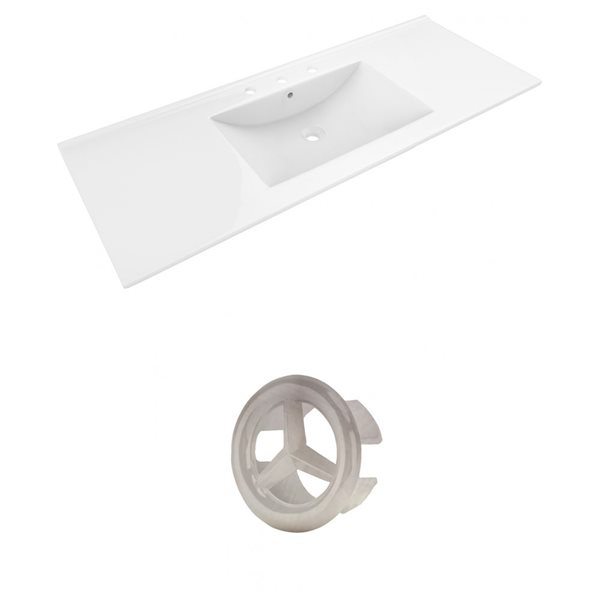 American Imaginations Alum 48-in White Ceramic Widespread Vanity Top Set Brushed Nickel Overflow Cap