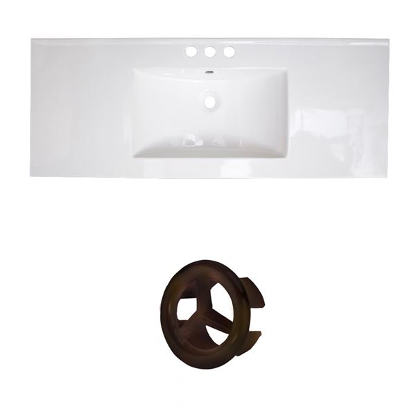 American Imaginations Roxy 48-in White Ceramic 4-in Centerset Vanity Top Set Oil Rubbed Bronze Overflow Cap