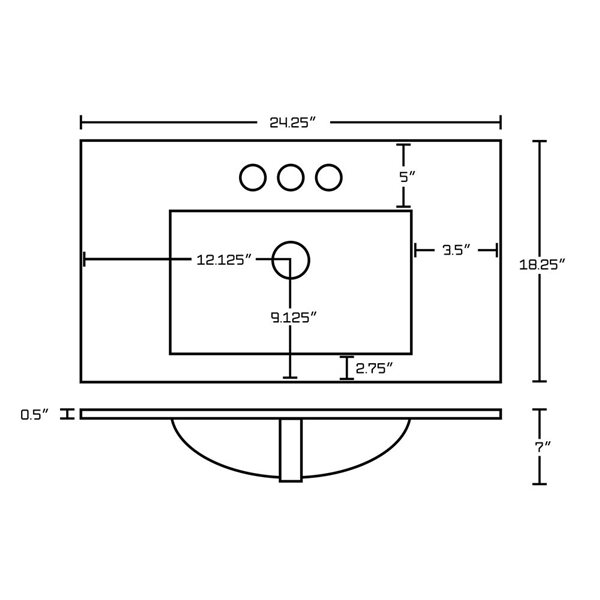 American Imaginations Ceramic Top Set - 24.25-in - White