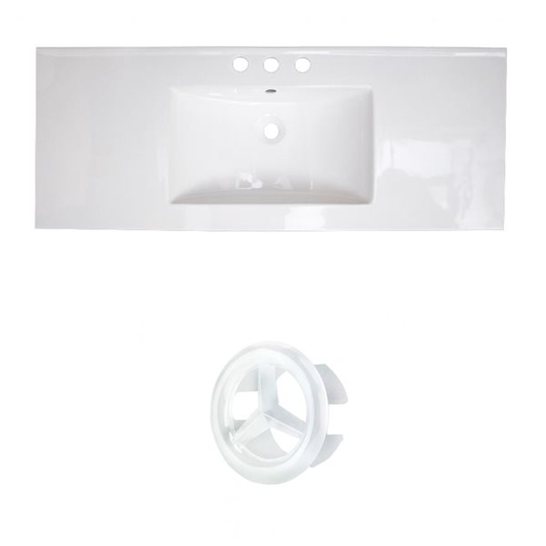 American Imaginations Roxy 48-in White Ceramic 4-in Widespread Vanity Top Set White Overflow Cap
