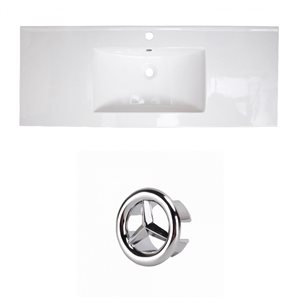 American Imaginations Roxy 48-in White Ceramic Single Hole Vanity Top Set Chrome Overflow Cap
