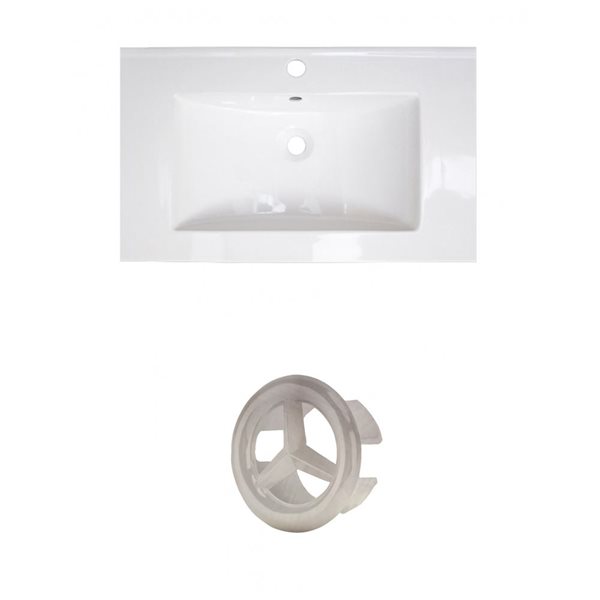 Amercan Imaginations Roxy 32-in White ceramic Top Set With Brushed Nickel Overflow Cap