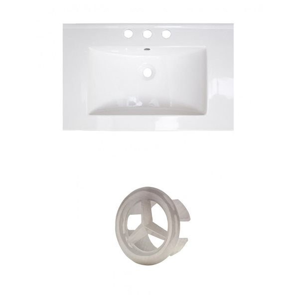 American Imaginations Roxy 24.25-in White Ceramic Vanity Top Set with Brushed Nickel Overflow Cap