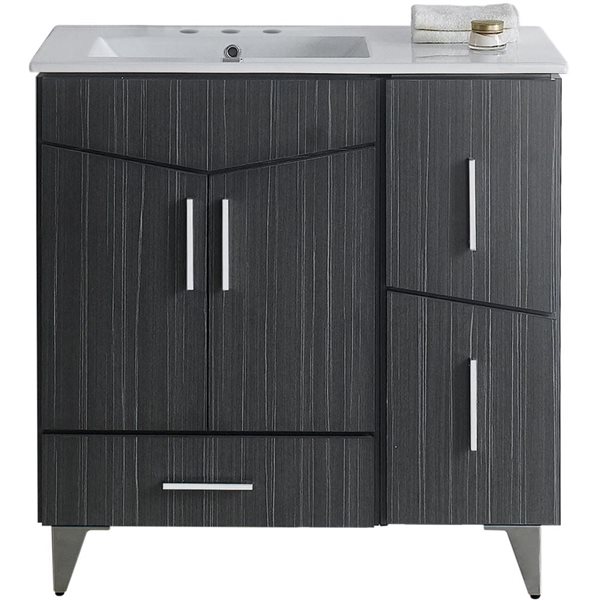 American Imaginations 35.5in Zen Single Sink Dawn Grey Bathroom Vanity