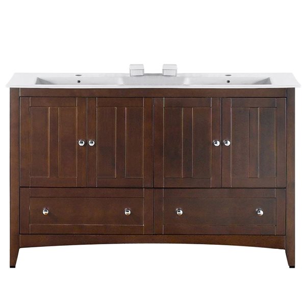 American Imaginations Shaker Brown Double Sink 59-in Bathroom Vanity ...