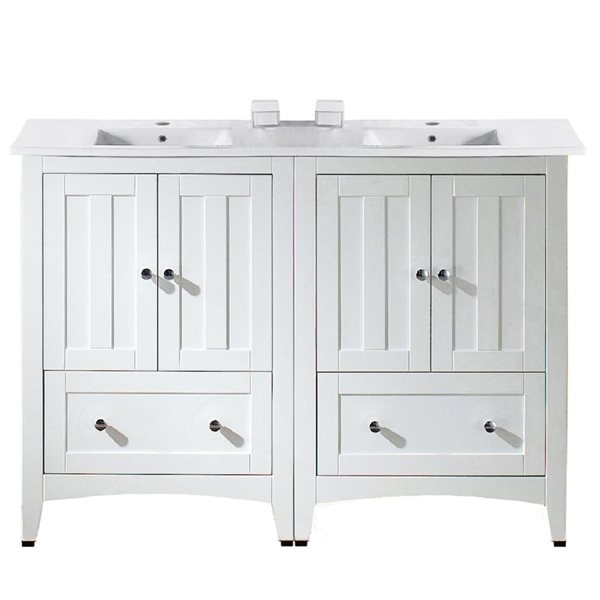 American Imaginations Shaker 48in Double Sink White Bathroom Vanity