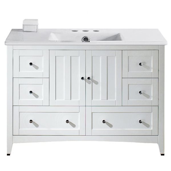 American Imaginations Shaker 48-in White Single Sink Bathroom Vanity ...