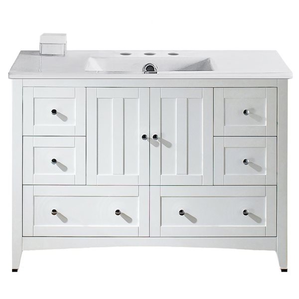 American Imaginations Shaker 48in Single Sink White Bathroom Vanity