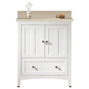 Meuble-lavabo simple avec comptoir en quartz Shaker par American Imaginations, 30 po, beige et blanc