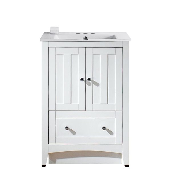 American Imaginations Xena Farmhouse 23 75 In White Bathroom Vanity With Ceramic Top Ai 19345 Rona