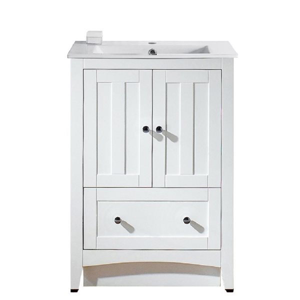 American Imaginations Shaker 23.75in White Single Sink Bathroom Vanity