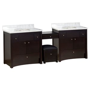 American Imaginations Xena Farmhouse 93.25-in Double Sink Brown Bathroom Vanity with Marble Top