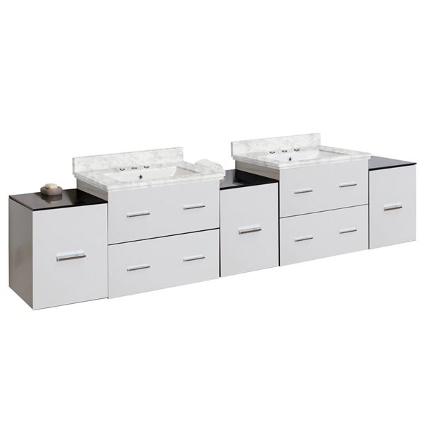American Imaginations 88.5in Xena White Double Sink Bathroom Vanity
