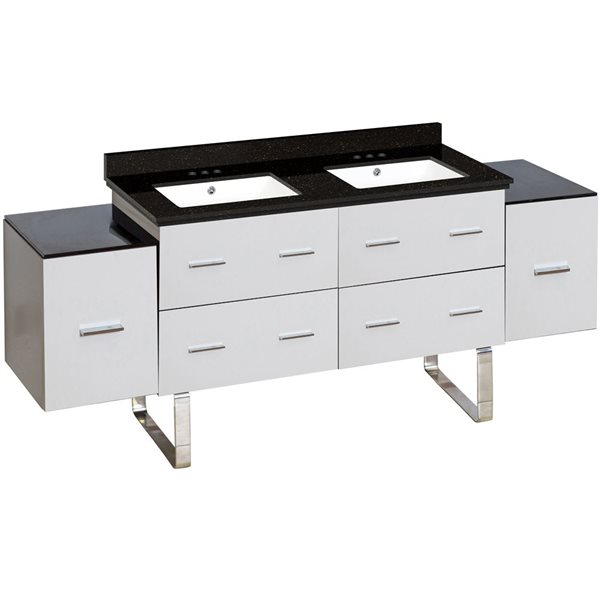 American Imaginations Xena 74.5in White Double Sink Bathroom Vanity