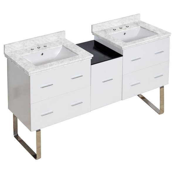 American Imaginations Xena Double Sink White 61.5in Bathroom Vanity
