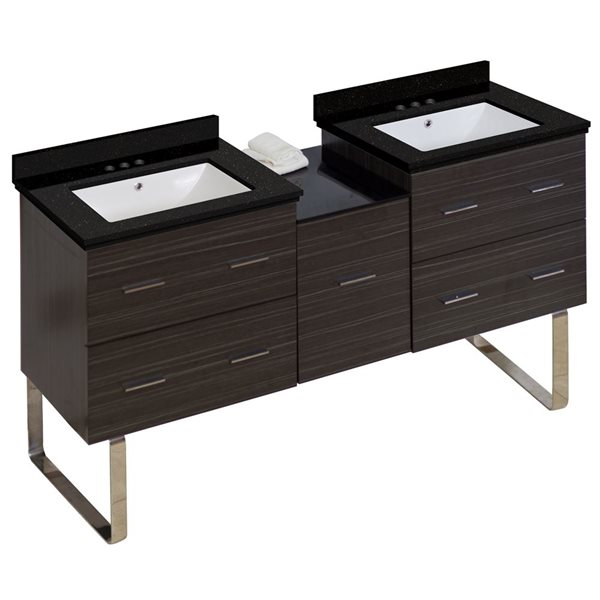American Imaginations Xena 61in Double Sink Dawn Grey Bathroom Vanity