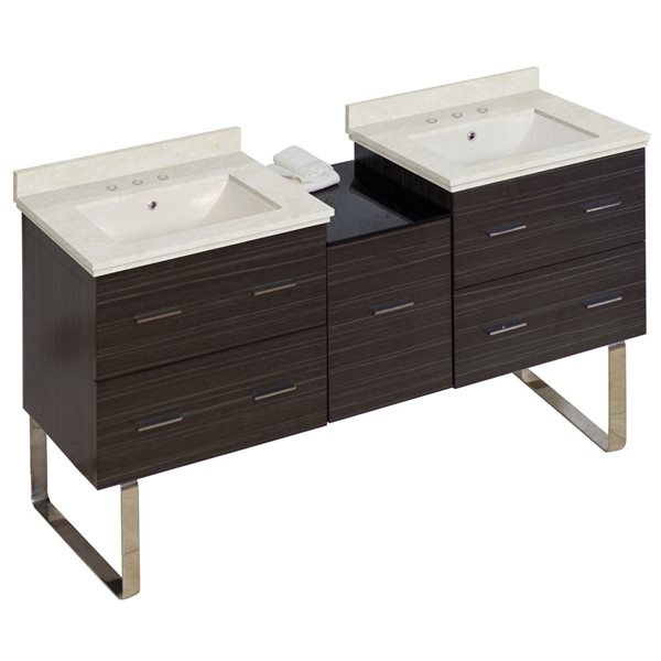 American Imaginations Xena 61in Double Sink Dawn Grey Bathroom Vanity