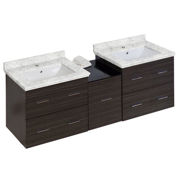 American Imaginations Xena 61in Double Sink Grey and White Bathroom Vanity and Marble Top AI