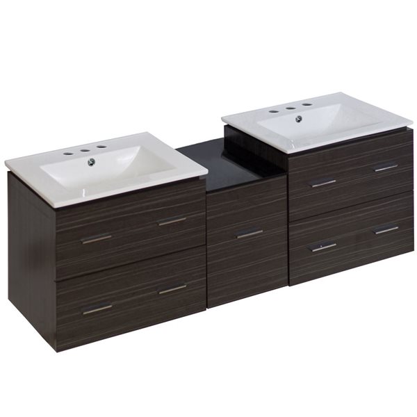 American Imaginations Xena 61in Double Sink Bathroom Vanity with White Ceramic Top AI18933 RONA