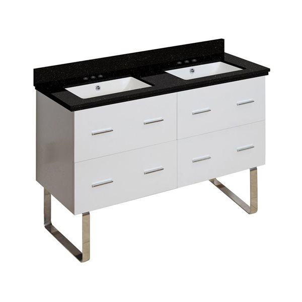 American Imaginations Xena White Double Sink 47-in Bathroom Vanity with ...