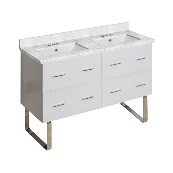 American Imaginations Xena 47.5-in Double Sink White Vanity with White Quartz Top