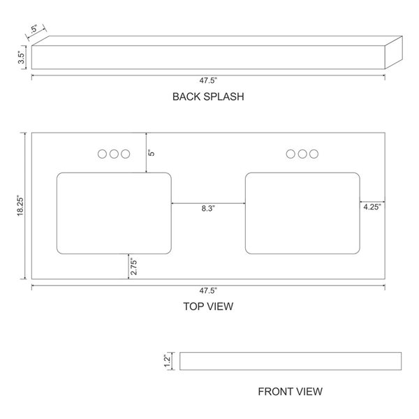 American Imaginations Xena White Double Sink 47.5-in Bathroom Vanity with White Quartz Top
