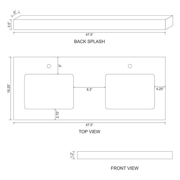 American Imaginations Xena Double Sink Dawn Grey 47.5-in Bathroom Vanity with White Quartz Top