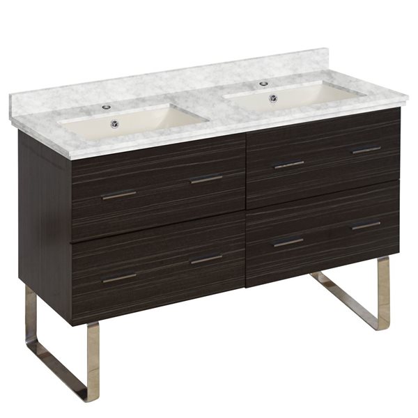 American Imaginations Xena Double Sink Dawn Grey 47.5-in Bathroom Vanity with White Quartz Top