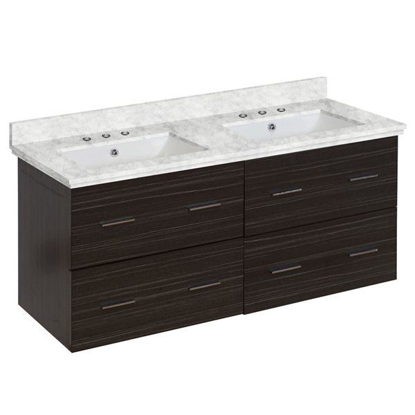 American Imaginations Dawn Grey 47.5in Xena Double Sink Bathroom Vanity with White Quartz Top