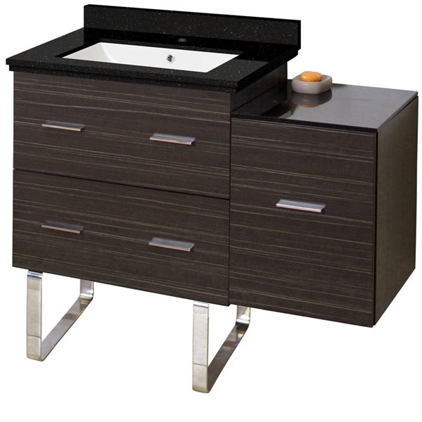 American Imaginations Dawn Grey 37.75-in Xena Single Sink Bathroom Vanity with Black Galaxy Quartz Top