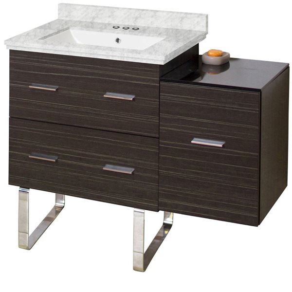 American Imaginations 37.75-in Dawn Grey Xena Single Sink Bathroom Vanity with White Marble Top