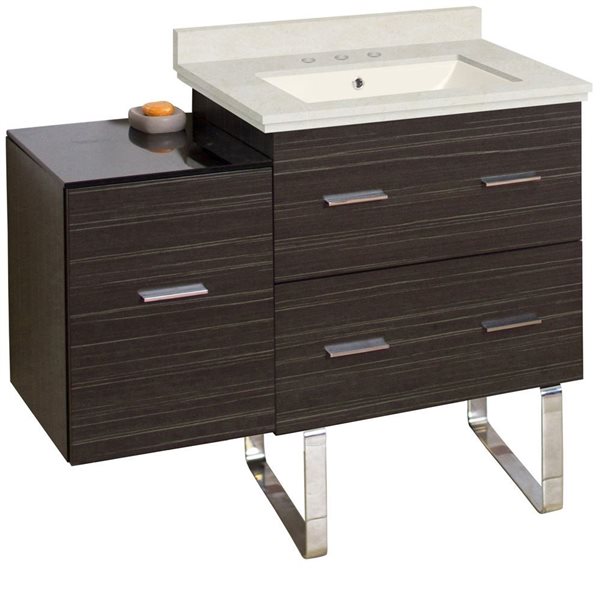 American Imaginations Single Sink 37.75-in Dawn Grey Xena Bathroom Vanity with Beige Marble Top