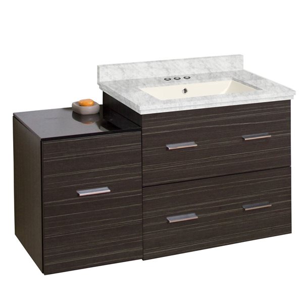 American Imaginations 37.75in Single Sink Dawn Grey Xena Bathroom Vanity with White Marble Top