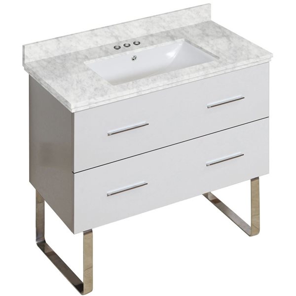 American Imaginations Xena Single Sink 36-in White Bathroom Vanity with ...