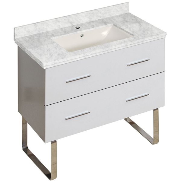 American Imaginations Xena 36in Single Sink White Bathroom Vanity with