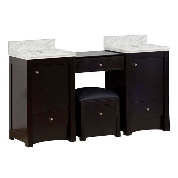 American Imaginations Elite 59.25-in Distressed Antique Walnut Bathroom Vanity Cabinet Set
