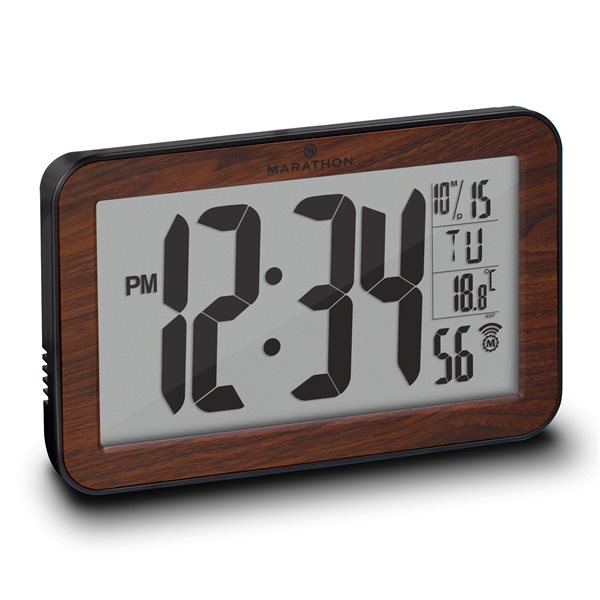 Marathon Wood Rectangle Digital Wall Clock