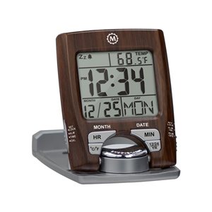 Marathon Wood Square Travel Alarm Clock