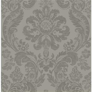 A-Street Prints Sete Greek Key Geometric Grey 56.40sq-ft Unpasted Wallpaper