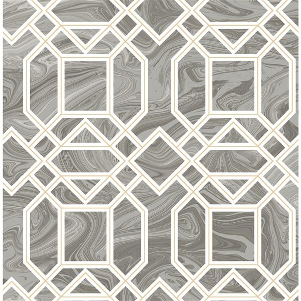 A-Street Prints Grey/Grey Daphne Trellis Wallpaper