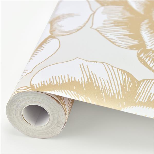 A-Street Prints Gold Floral Non-Woven Paste The Wall Fanciful Floral Wallpaper