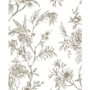 A-Street Prints Jessamine Taupe Floral Trail Unpasted Wallpaper