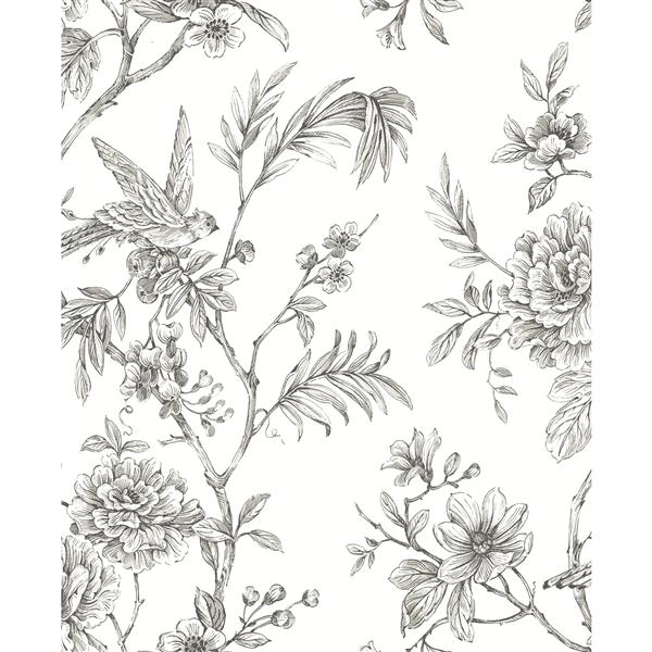 Papier peint florale Jessamine, gris