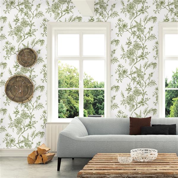 A-Street Prints Jessamine Green Floral Trail Unpasted Wallpaper