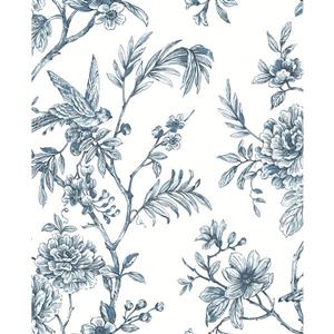 A-Street Prints Jessamine Blue Floral Trail Unpasted Wallpaper