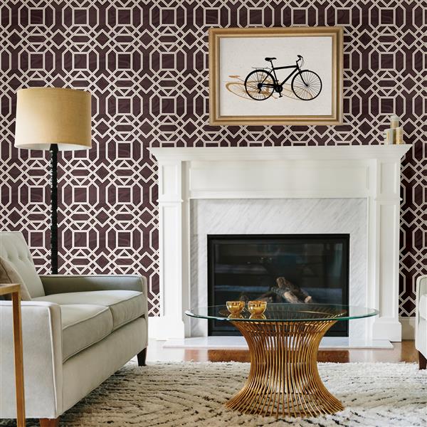 A-Street Prints Maroon/Red Daphne Trellis Wallpaper