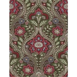 A-Street Prints Chocolate Night Bloom Damask Prepasted Non-Woven Unpasted Wallpaper