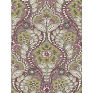 A-Street Prints Grey Night Bloom Damask Prepasted Non-Woven Unpasted Wallpaper