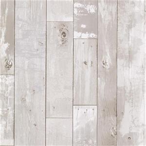 Brewster Wallcovering Heim White Distressed Wood Panel Unpasted Wallpaper