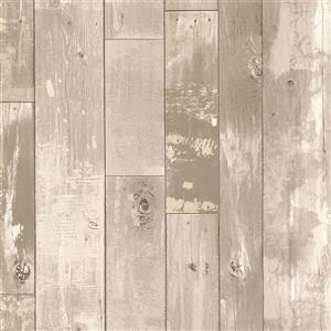 Brewster Wallcovering Heim Grey Distressed Wood Panel Unpasted Wallpaper